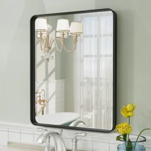 Aevar Tempered Glass and Aluminum Alloy Framed French Cleat Mounted Wall Mirror